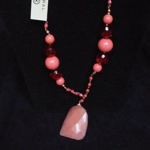 Pink Stone Pendant Necklace by Coral